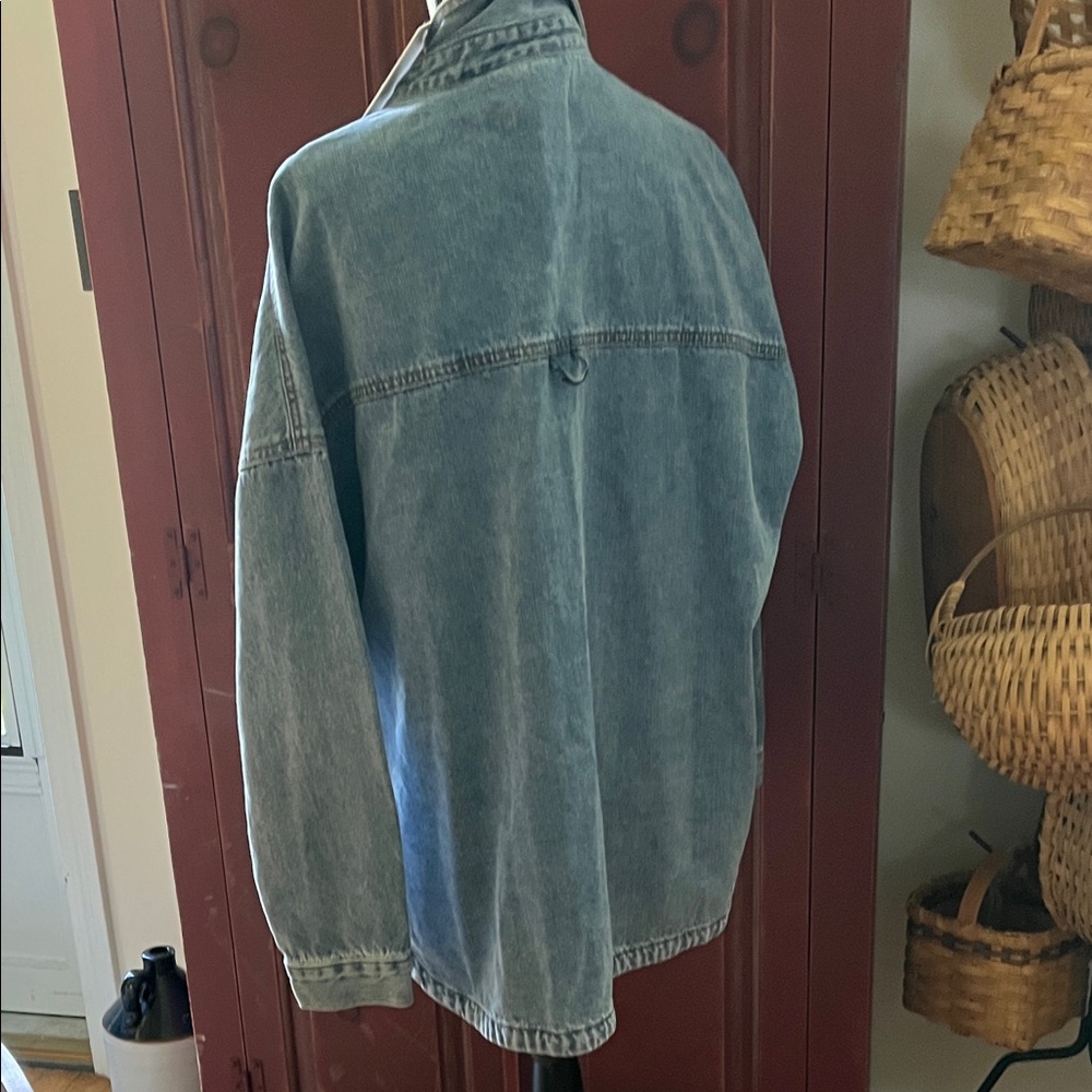 Oversized Washed Denim Jacket - Light Blue